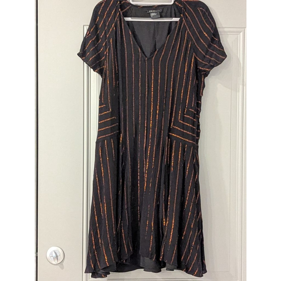Armani Exchange Dresses & Skirts - Women's Armani Exchange Black & Orange Striped Short Sleeve Dress Size 12